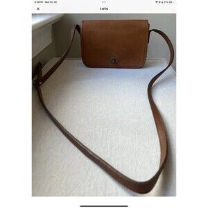 Laura USA Brown Leather Crossbody Handbag Purse Brass Turnlock Flap Bag VINT
